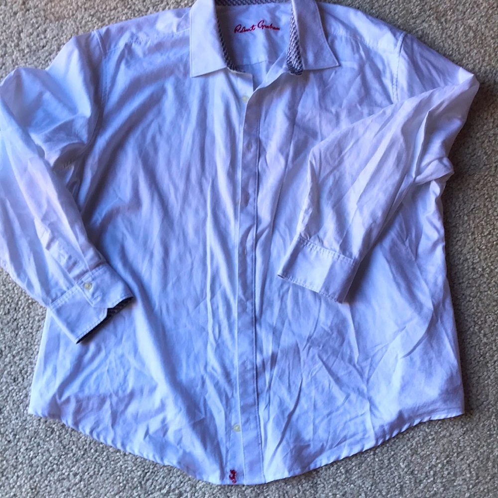 Men’s Robert Graham white paisley button down 3XLT Tall  Read description